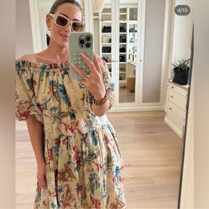 Zara Off-Shoulder ramie print Dress